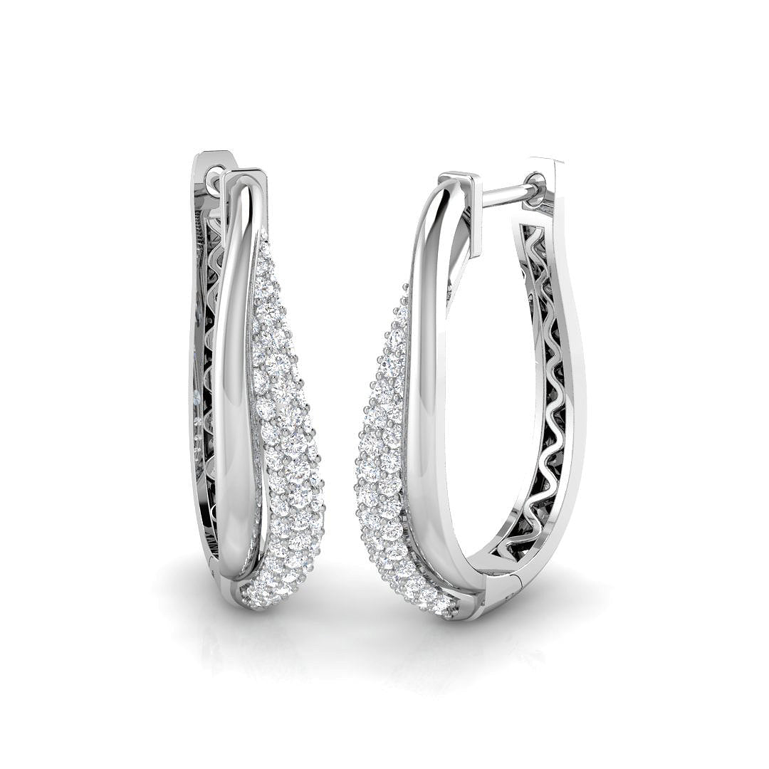 Elegant 1 Ct Round Diamond Hoop Earrings in 10K/14K gold and platinum with certified lab-grown or natural diamonds