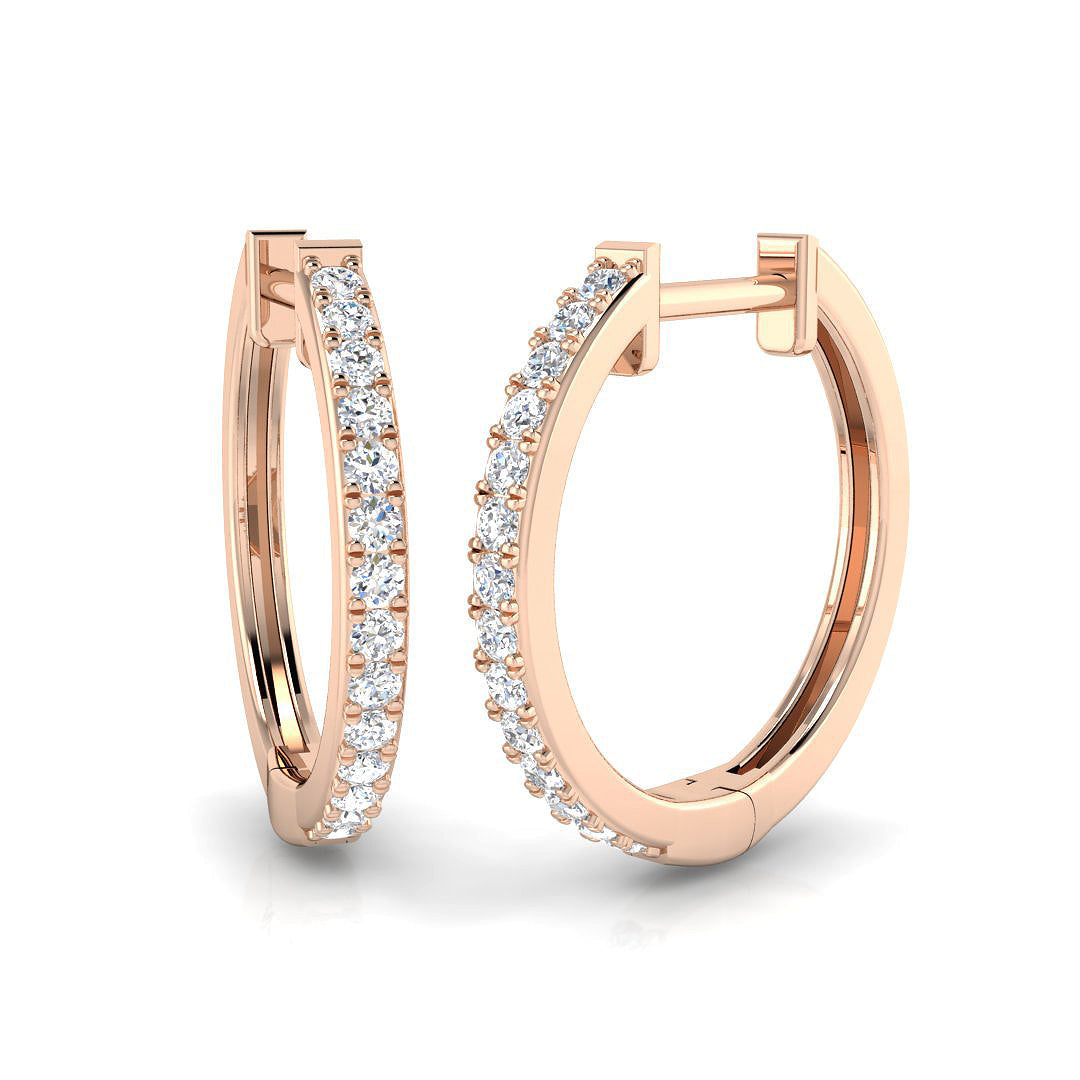 0.25 Ct to 0.5 Ct Diamond Hoop Earrings in 10K/14K gold and platinum with certified lab-grown or natural diamonds