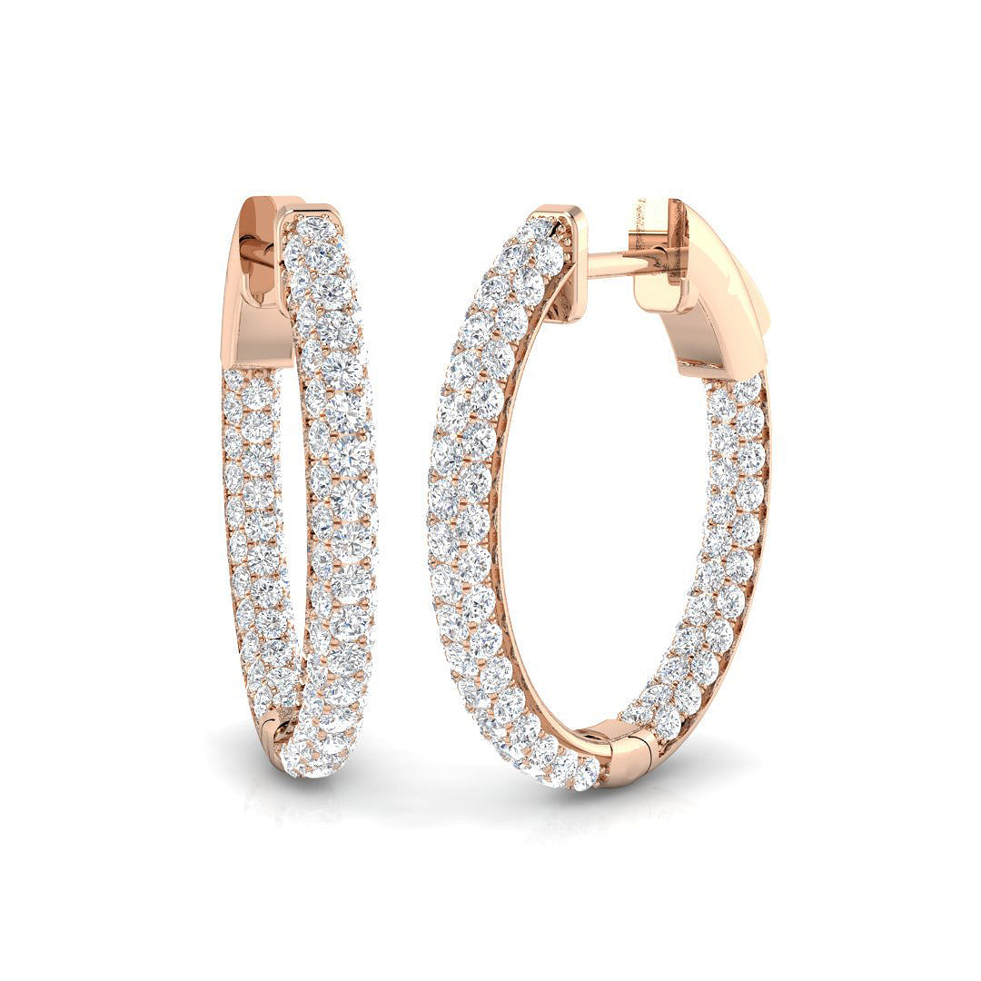 Elegant 1.75 Ct Round Diamond Hoop Earrings in 10K/14K gold and platinum with certified lab-grown or natural diamonds