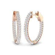 Elegant 1.75 Ct Round Diamond Hoop Earrings in 10K/14K gold and platinum with certified lab-grown or natural diamonds