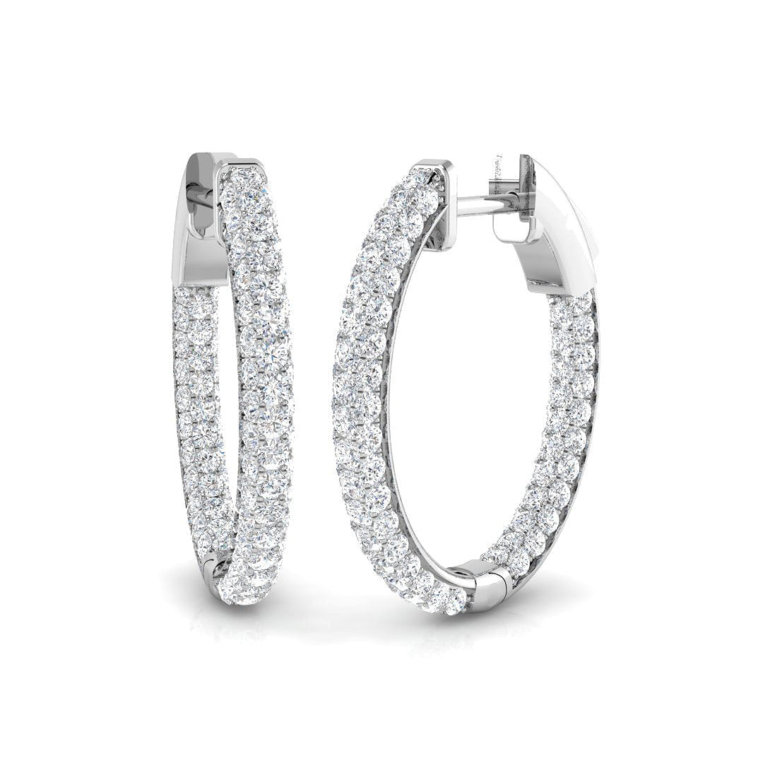 Elegant 1.75 Ct Round Diamond Hoop Earrings in 10K/14K gold and platinum with certified lab-grown or natural diamonds