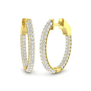 Elegant 1.75 Ct Round Diamond Hoop Earrings in 10K/14K gold and platinum with certified lab-grown or natural diamonds