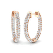 1.00 Ct Round Diamond Hoop Earrings in 10K/14K gold and platinum with certified lab-grown or natural diamonds