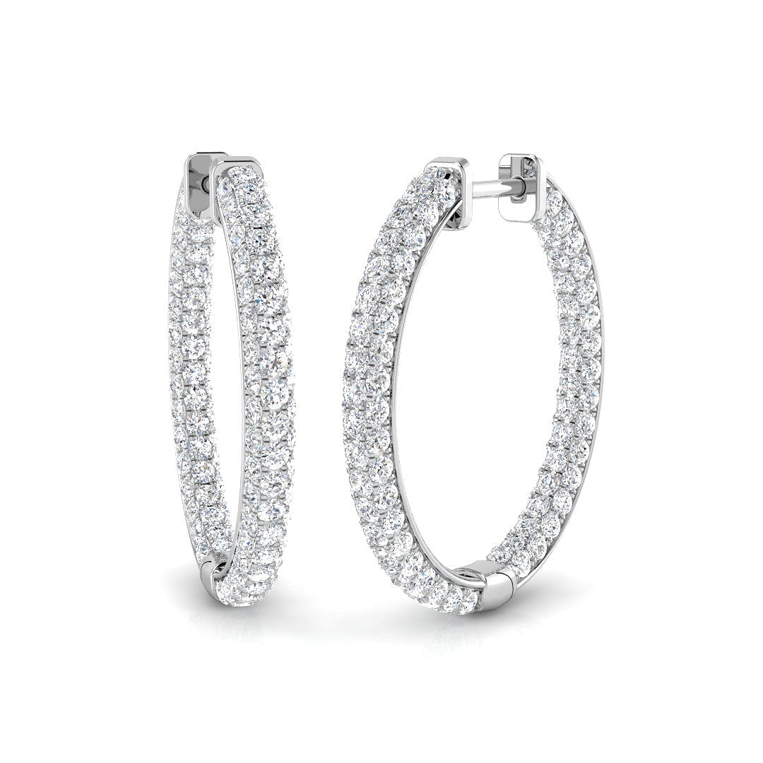 Luxury Pavé Hoop Earrings in 10K/14K gold and platinum with certified lab-grown or natural diamonds