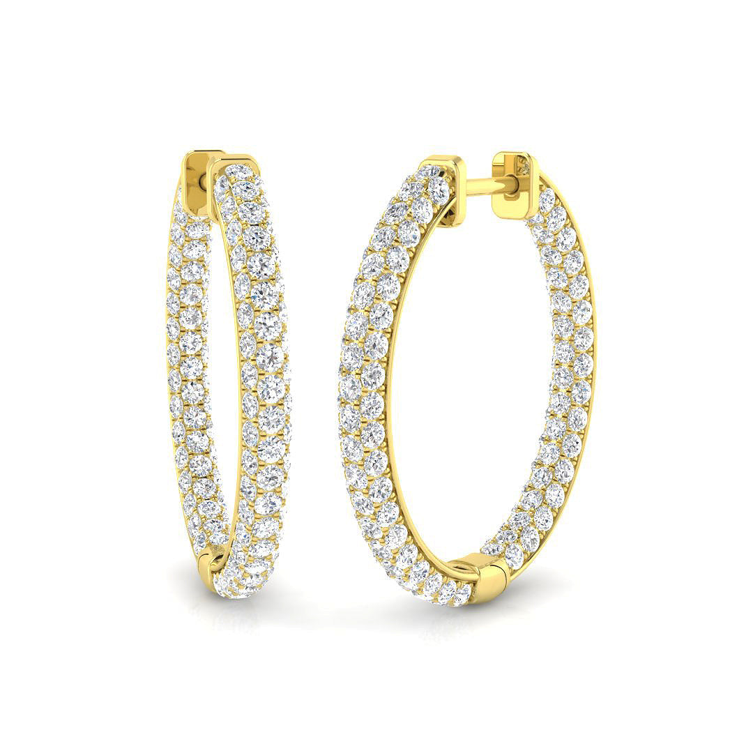 Luxury Pavé Hoop Earrings in 10K/14K gold and platinum with certified lab-grown or natural diamonds