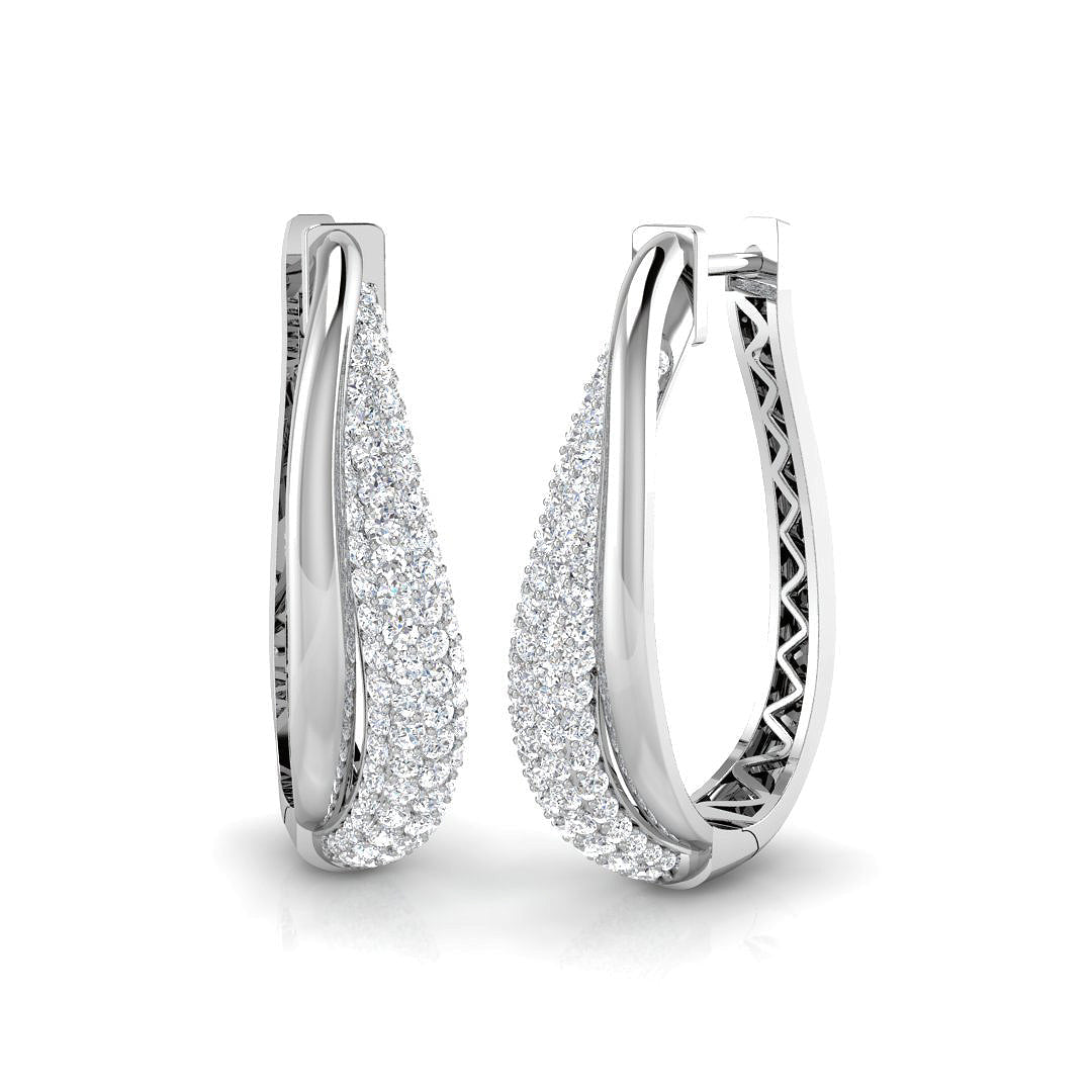 Elegant 3 Ct Diamond Hoop Earrings in 10K/14K gold and platinum with certified lab-grown or natural diamonds