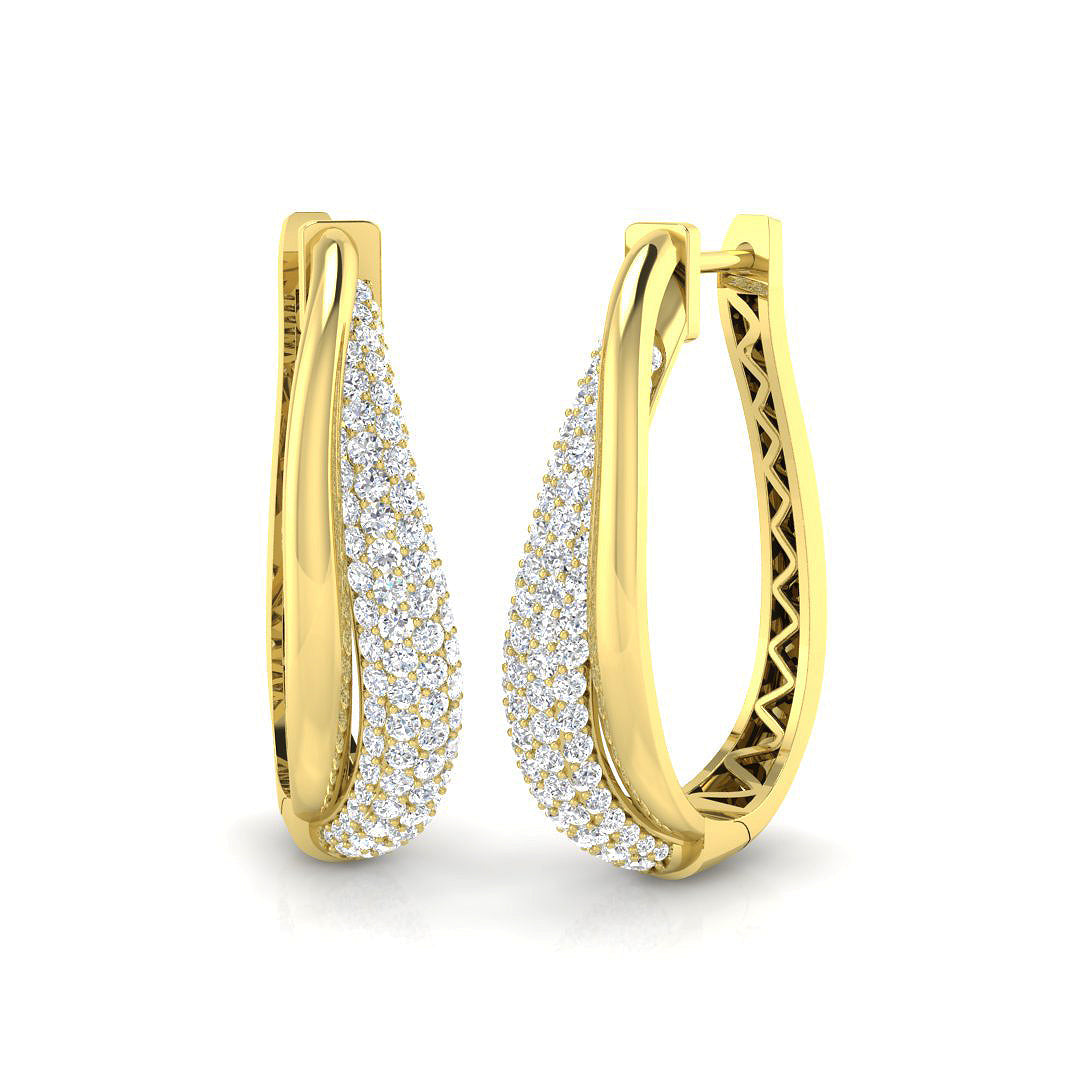 Elegant 3 Ct Diamond Hoop Earrings in 10K/14K gold and platinum with certified lab-grown or natural diamonds