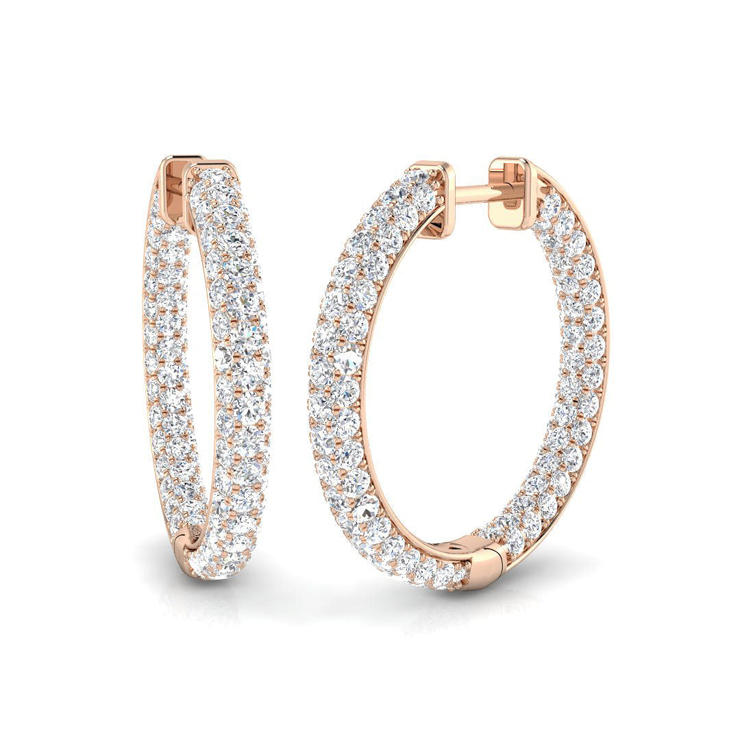 Elegant Hoop Earrings 3 in 10K/14K gold and platinum with certified lab-grown or natural diamonds