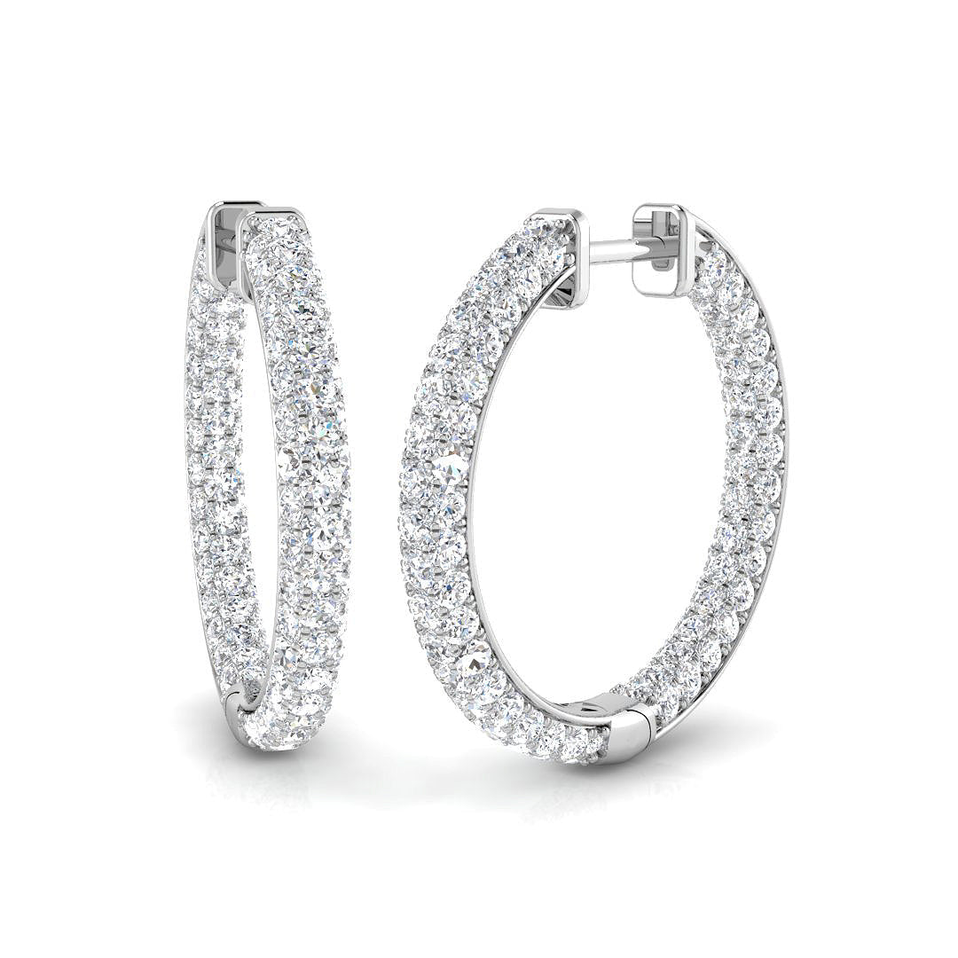 Elegant Hoop Earrings 3 in 10K/14K gold and platinum with certified lab-grown or natural diamonds