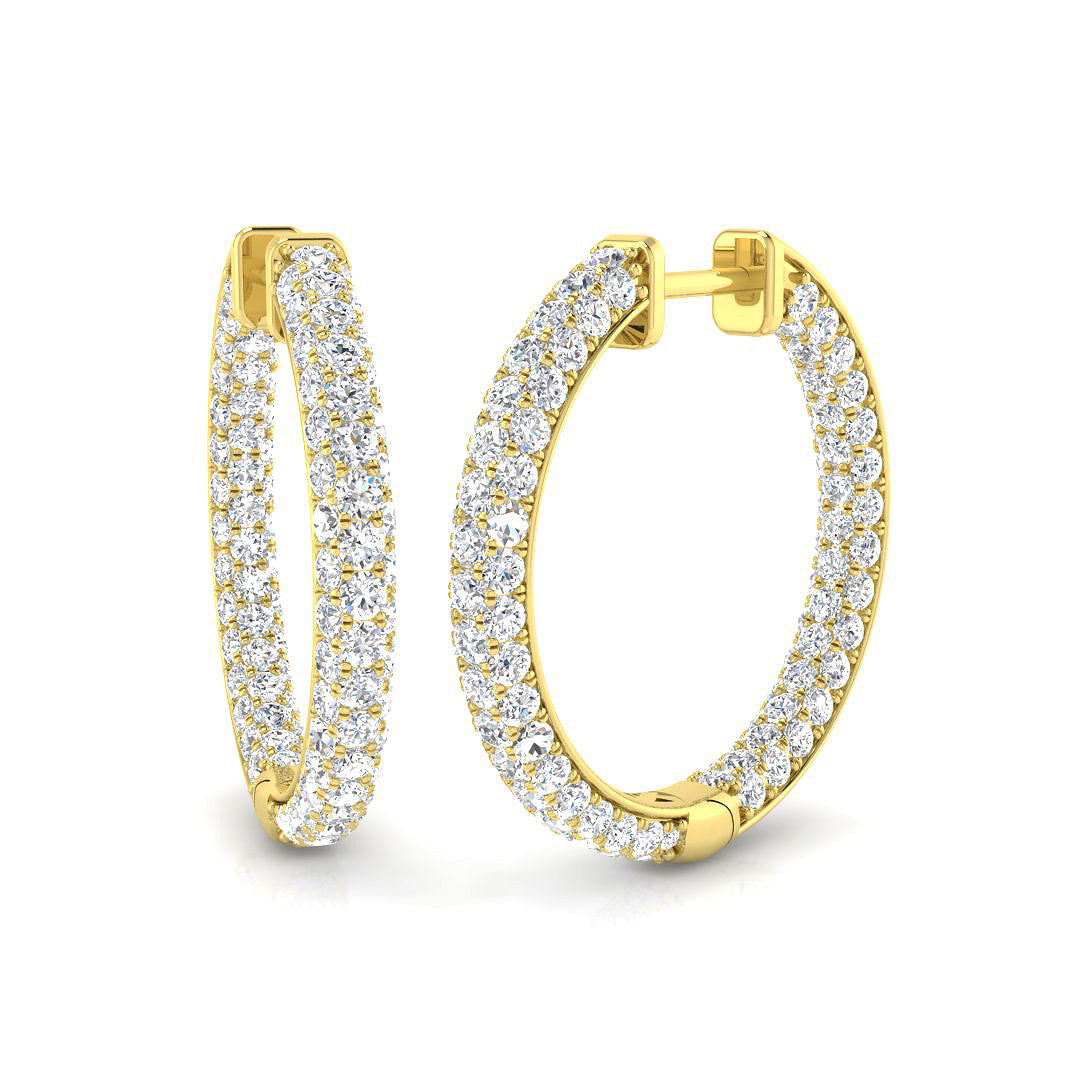 Elegant Hoop Earrings 3 in 10K/14K gold and platinum with certified lab-grown or natural diamonds