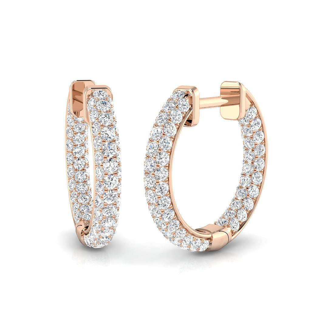 Elegant 1.00Ct Round Diamond Hoop Earrings in 10K/14K gold and platinum with certified lab-grown or natural diamonds