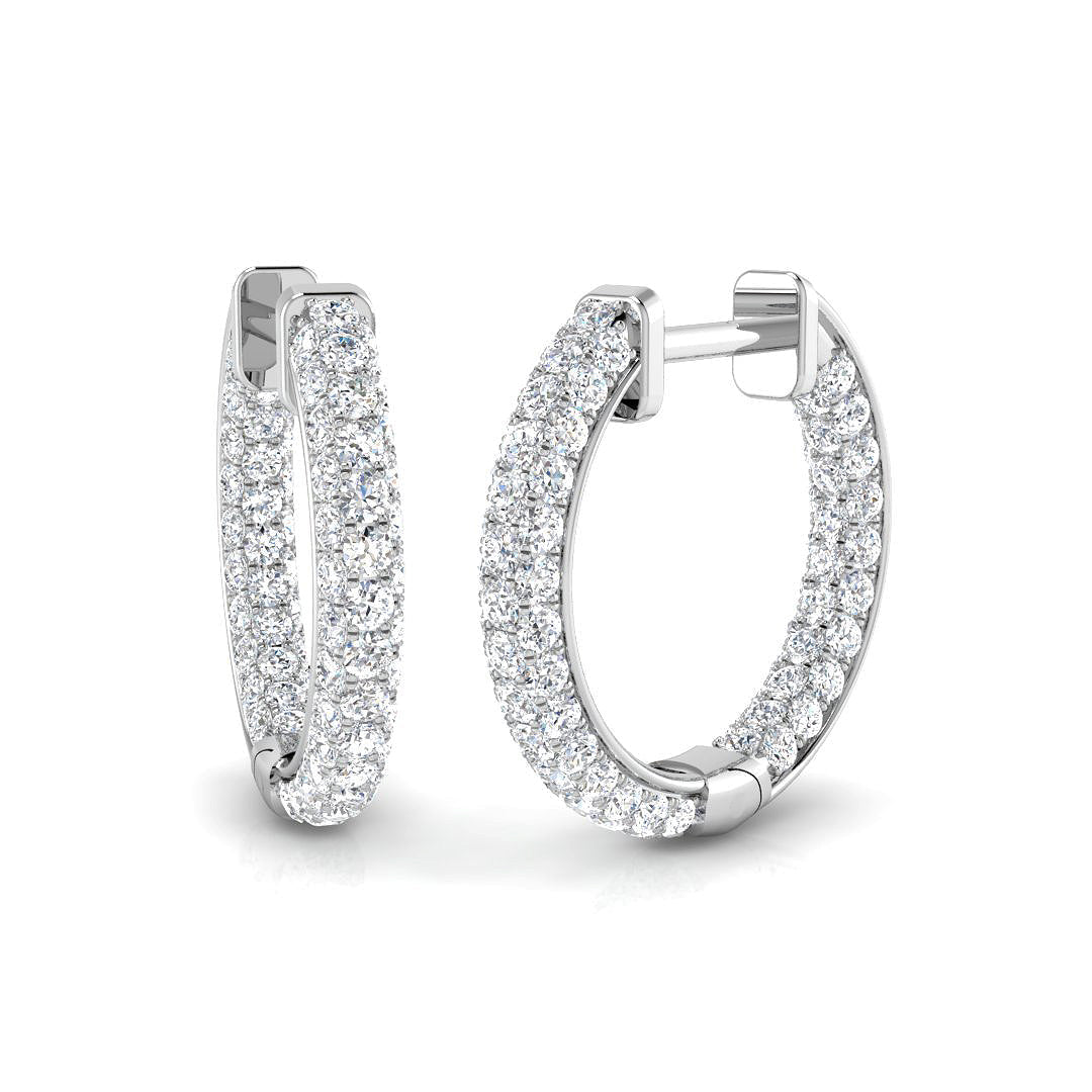 Elegant 1.00Ct Round Diamond Hoop Earrings in 10K/14K gold and platinum with certified lab-grown or natural diamonds