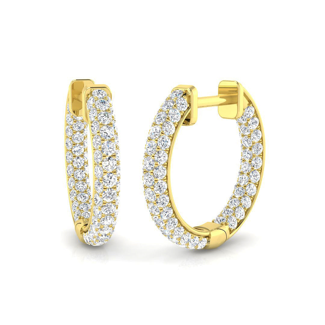 Elegant 1.00Ct Round Diamond Hoop Earrings in 10K/14K gold and platinum with certified lab-grown or natural diamonds