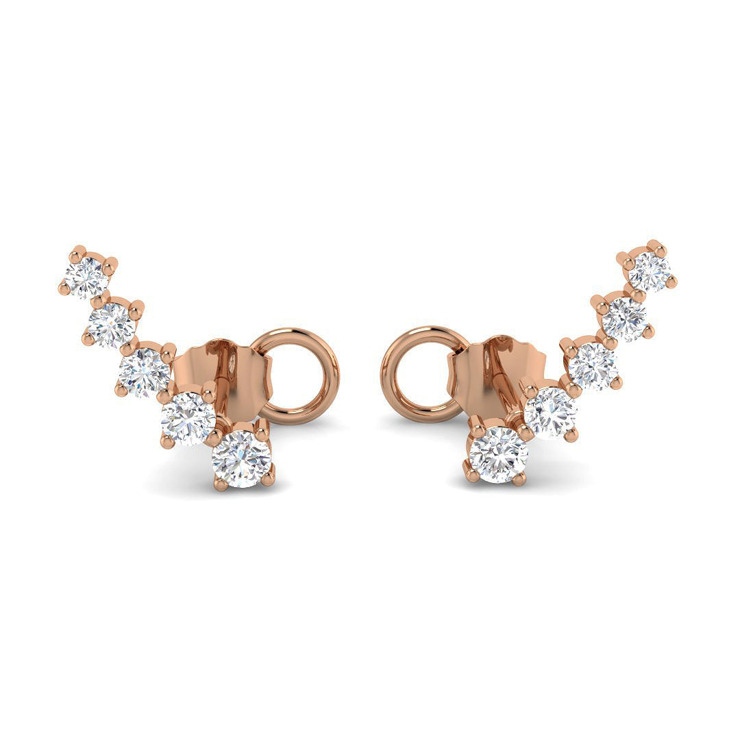 Luxurious Gold Diamond Crawler Earrings - 0.33ct to 1ct Sparkle in 10K/14K gold and platinum with certified lab-grown or natural diamonds