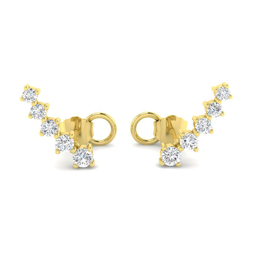 Luxurious Gold Diamond Crawler Earrings - 0.33ct to 1ct Sparkle in 10K/14K gold and platinum with certified lab-grown or natural diamonds