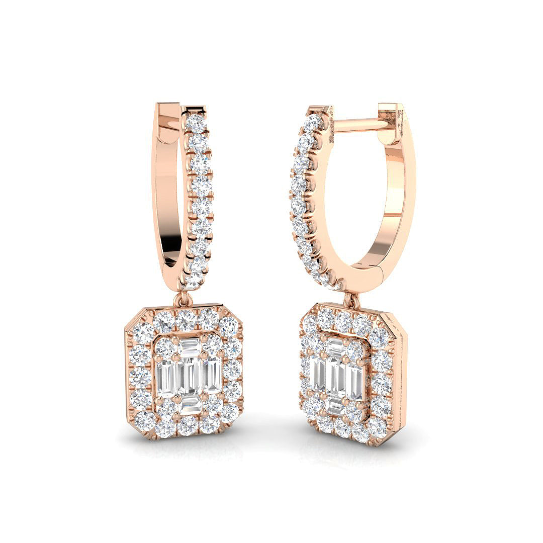 Tilly Luxury Gold Drop & Trilogy Diamond Earrings, 0.5ct Elegance in 10K/14K gold and platinum with certified lab-grown or natural diamonds