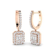 Tilly Luxury Gold Drop & Trilogy Diamond Earrings, 0.5ct Elegance in 10K/14K gold and platinum with certified lab-grown or natural diamonds