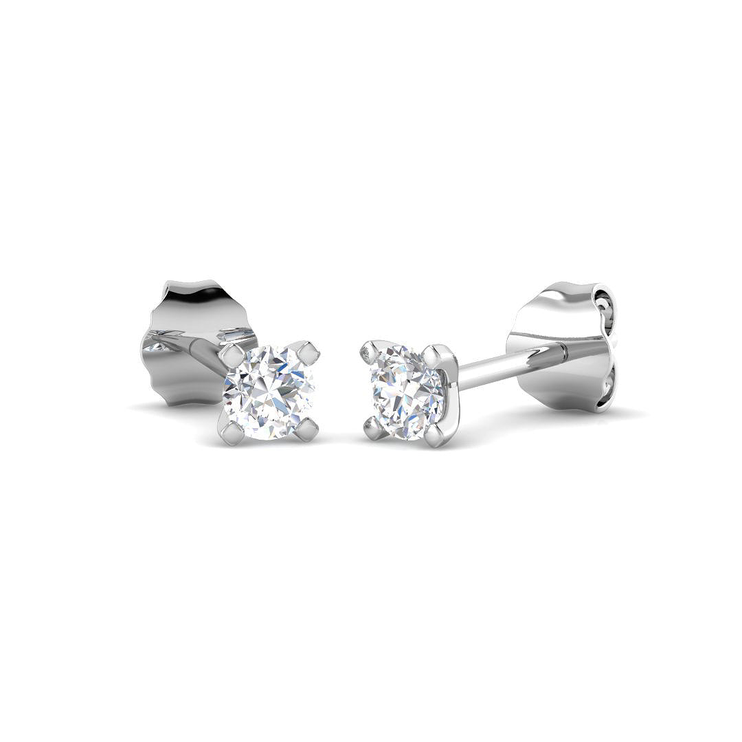 Solitaire Diamond Earrings with Lab Grown Round Cut - 0.25ct in 10K/14K gold and platinum with certified lab-grown or natural diamonds