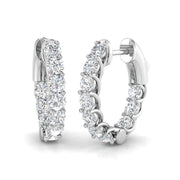 Elegant 2 & 4 Ct Round Diamond Hoop Earrings in 10K/14K gold and platinum with certified lab-grown or natural diamonds