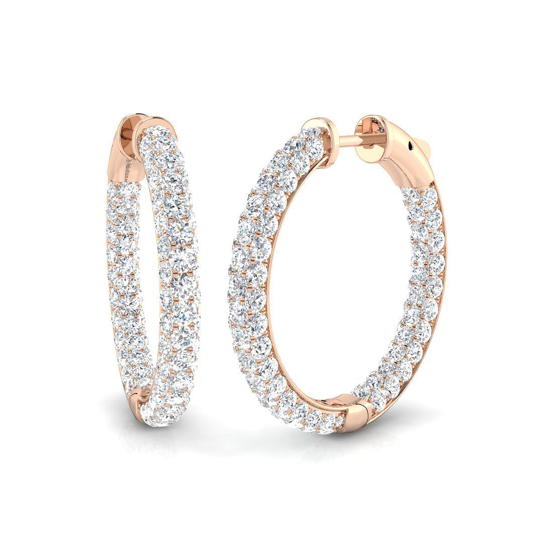 4.5 Ct Round Diamond Hoop Earrings in 10K/14K gold and platinum with certified lab-grown or natural diamonds