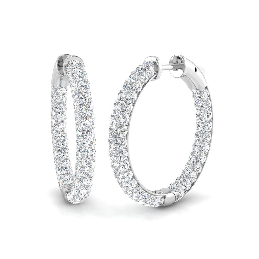 4.5 Ct Round Diamond Hoop Earrings in 10K/14K gold and platinum with certified lab-grown or natural diamonds
