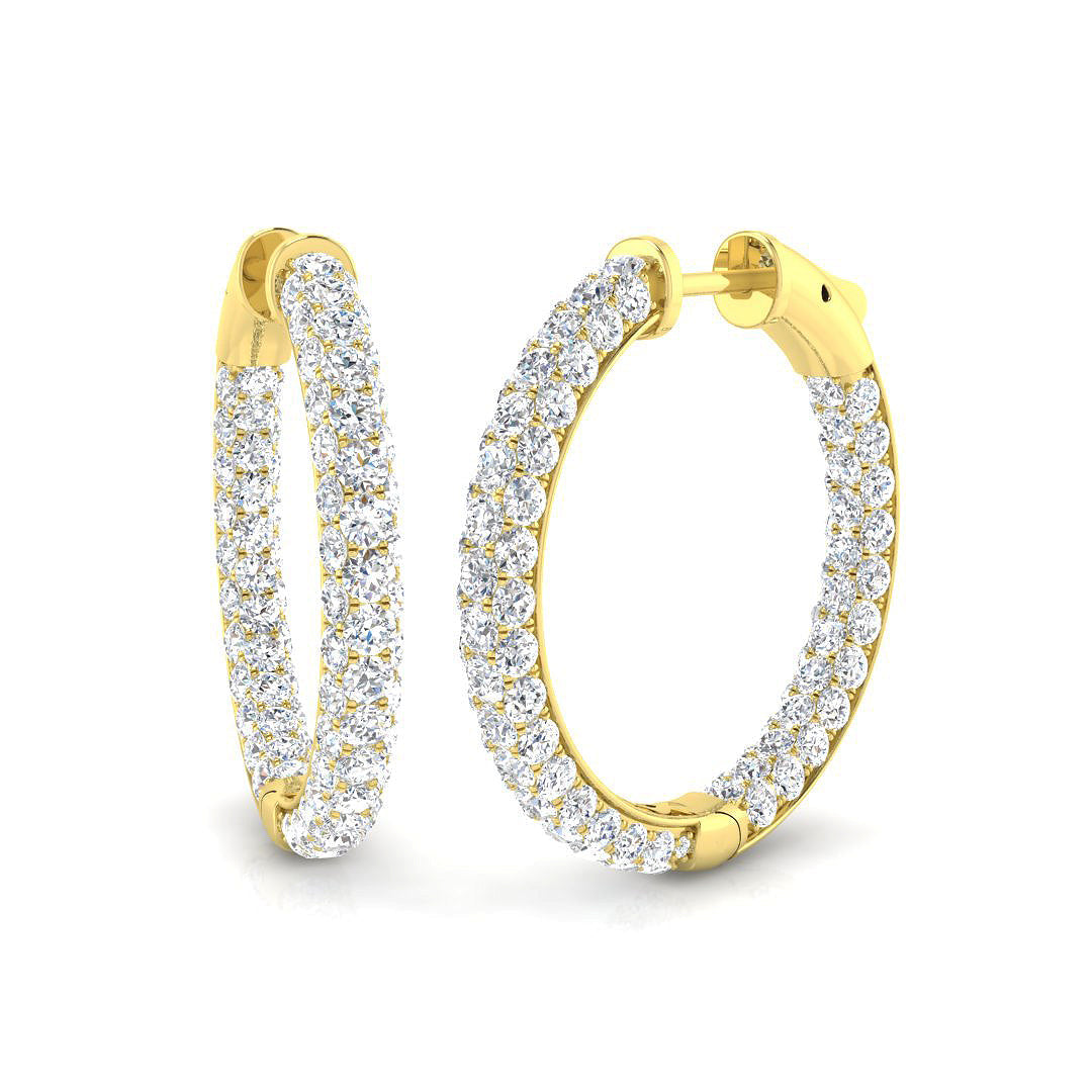 4.5 Ct Round Diamond Hoop Earrings in 10K/14K gold and platinum with certified lab-grown or natural diamonds