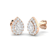Halo Stud Earrings - 0.50 Carat Kitty Pear Cut Teardrop Solitaire in 10K/14K gold and platinum with certified lab-grown or natural diamonds