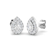 Halo Stud Earrings - 0.50 Carat Kitty Pear Cut Teardrop Solitaire in 10K/14K gold and platinum with certified lab-grown or natural diamonds