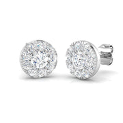 Halo Stud Earrings - 1.00 Carat Dandy Vintage Textured Border in 10K/14K gold and platinum with certified lab-grown or natural diamonds