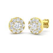 Halo Stud Earrings - 1.00 Carat Dandy Vintage Textured Border in 10K/14K gold and platinum with certified lab-grown or natural diamonds