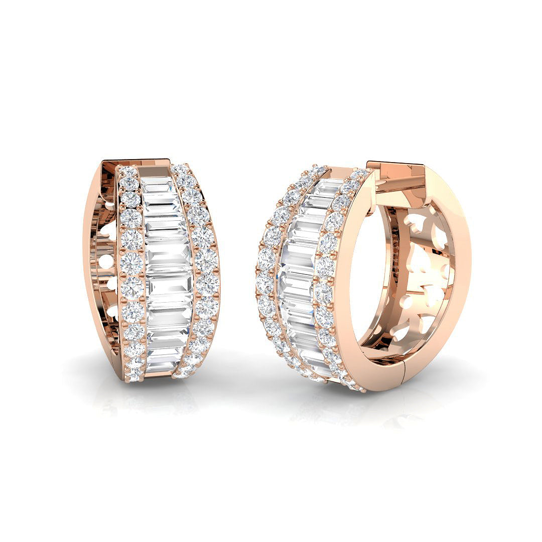 Blair Luxury Gold Diamond Earrings - Baguette & Brilliant 1.5ct-2.5ct in 10K/14K gold and platinum with certified lab-grown or natural diamonds