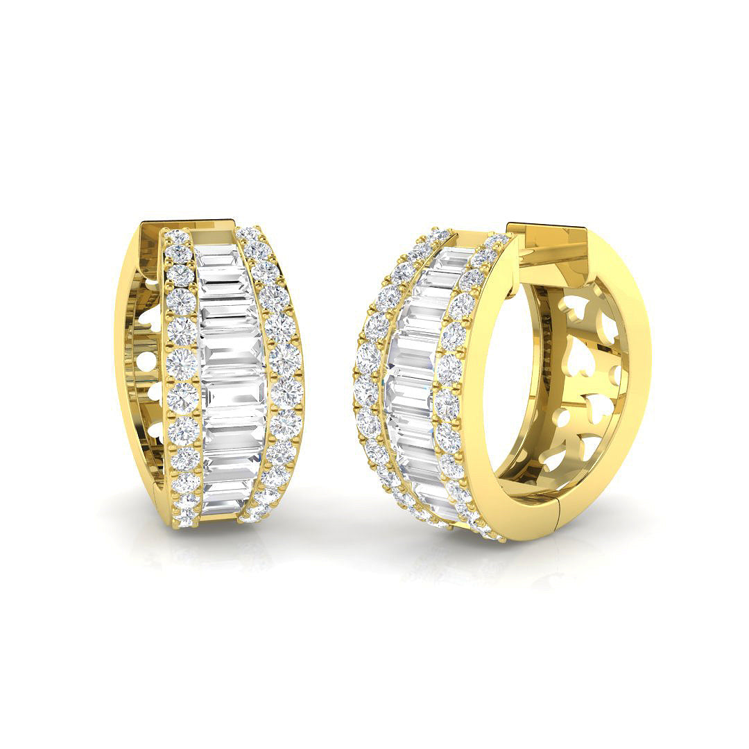 Blair Luxury Gold Diamond Earrings - Baguette & Brilliant 1.5ct-2.5ct in 10K/14K gold and platinum with certified lab-grown or natural diamonds