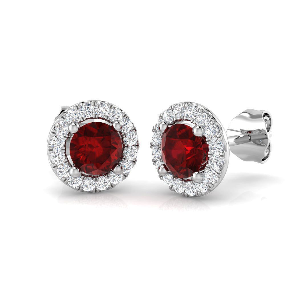 Halo Stud Earrings - 1.25 Carat Sassy Round Brilliant Classic Frames in 10K/14K gold and platinum with certified lab-grown or natural diamonds