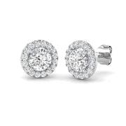 Halo Stud Earrings - 1.25 Carat Sassy Round Brilliant Classic Frames in 10K/14K gold and platinum with certified lab-grown or natural diamonds
