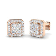 1.00ct Cluster Diamond Stud Earrings in 10K/14K gold and platinum with certified lab-grown or natural diamonds