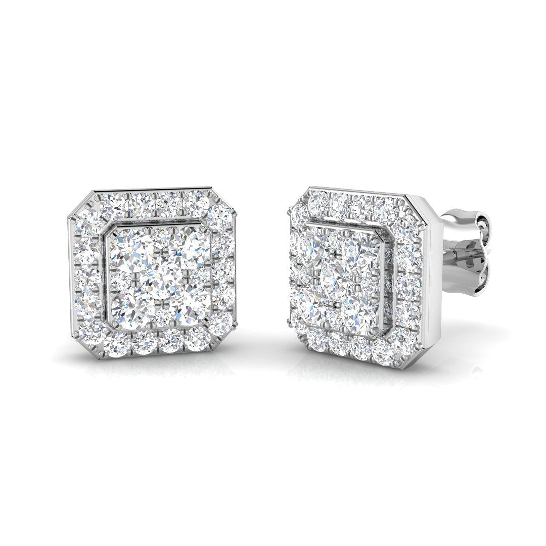 1.00ct Cluster Diamond Stud Earrings in 10K/14K gold and platinum with certified lab-grown or natural diamonds