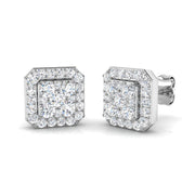 1.00ct Cluster Diamond Stud Earrings in 10K/14K gold and platinum with certified lab-grown or natural diamonds