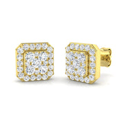 1.00ct Cluster Diamond Stud Earrings in 10K/14K gold and platinum with certified lab-grown or natural diamonds