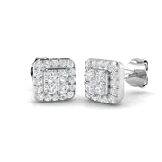 Square Halo Diamond Stud Earrings in 10K/14K gold and platinum with certified lab-grown or natural diamonds