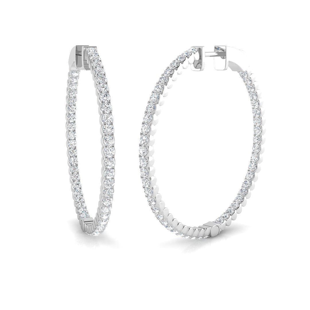 1.75 Ct to 3 Ct Diamond Hoop Earrings in 10K/14K gold and platinum with certified lab-grown or natural diamonds