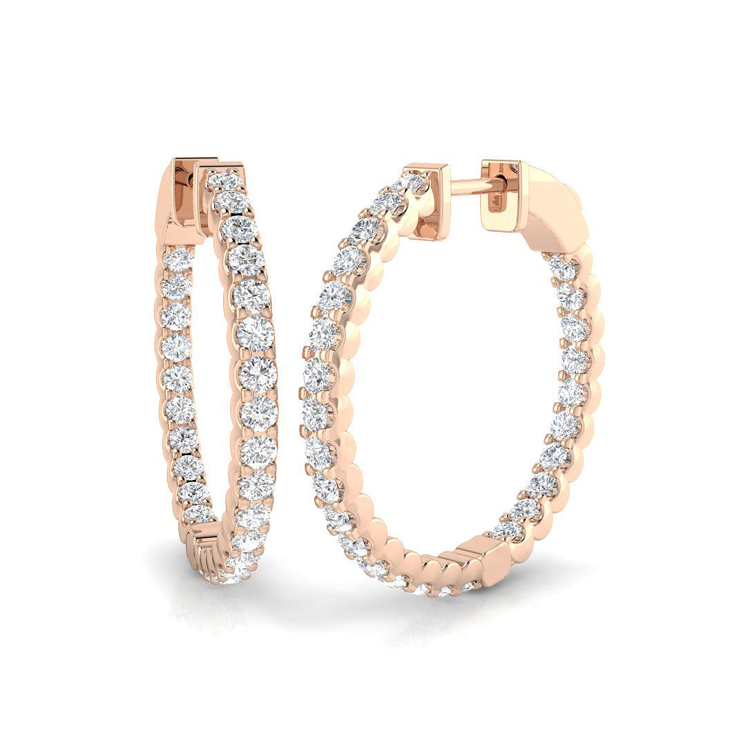 Elegant 1.5 Ct Round Diamond Hoop Earrings in 10K/14K gold and platinum with certified lab-grown or natural diamonds