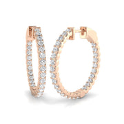 Elegant 1.5 Ct Round Diamond Hoop Earrings in 10K/14K gold and platinum with certified lab-grown or natural diamonds