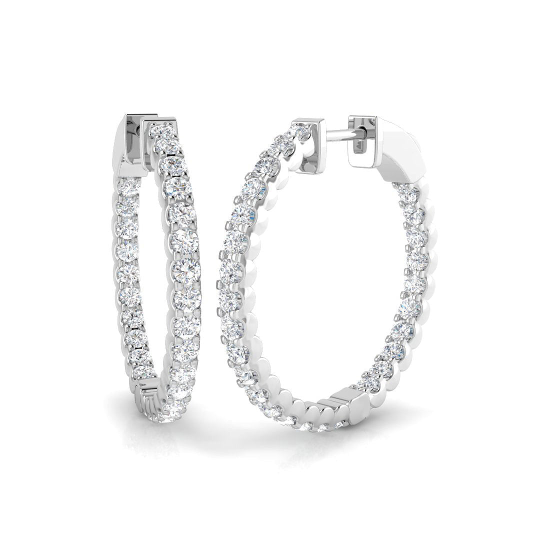 Elegant 1.5 Ct Round Diamond Hoop Earrings in 10K/14K gold and platinum with certified lab-grown or natural diamonds