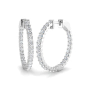 Elegant 1.5 Ct Round Diamond Hoop Earrings in 10K/14K gold and platinum with certified lab-grown or natural diamonds