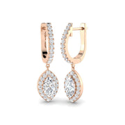 Eamon Gold Drop & Trilogy Diamond Earrings in 10K/14K gold and platinum with certified lab-grown or natural diamonds