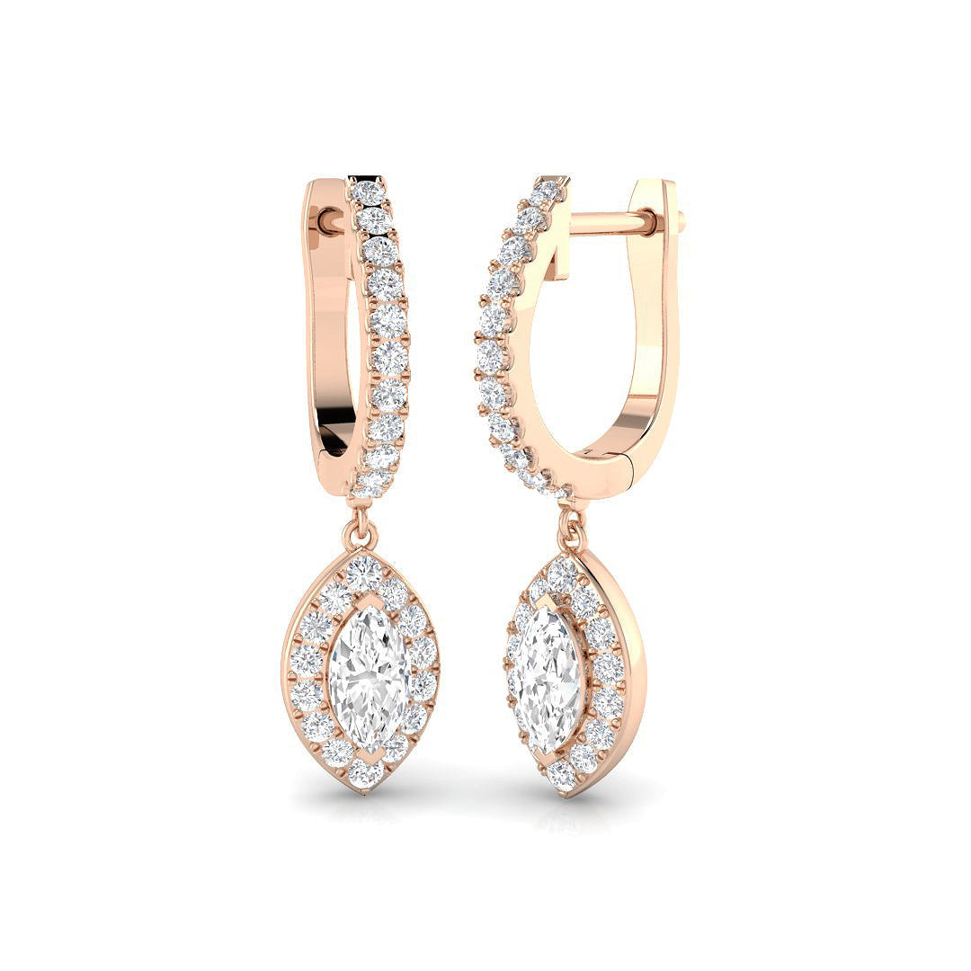 Kiki Gold Diamond Drop & Trilogy Earrings - Elegant 1ct Luxury Design in 10K/14K gold and platinum with certified lab-grown or natural diamonds