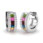 1.25 Ct Multi-Gemstone Gold Hoop Earrings in 10K/14K gold and platinum with certified lab-grown or natural diamonds
