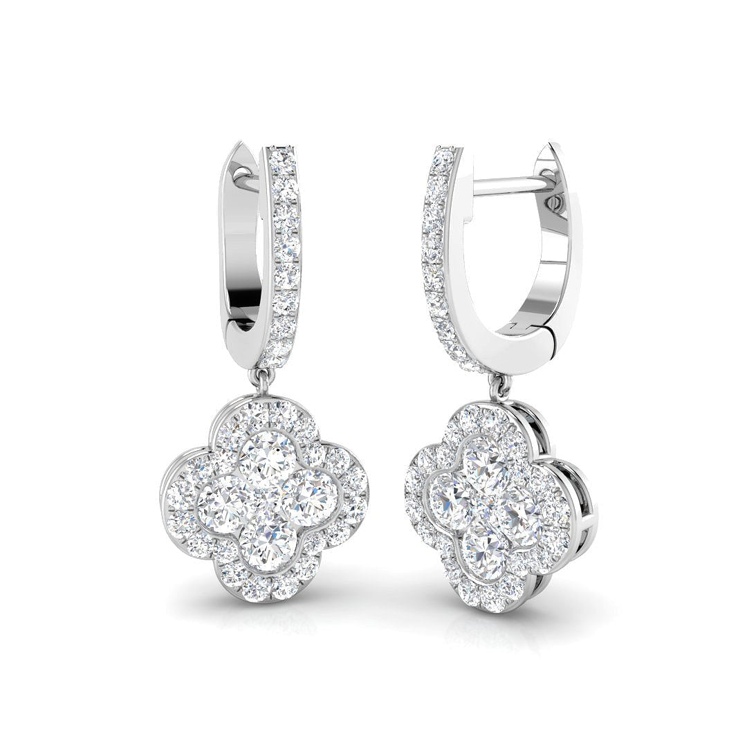 Dayry Clover Diamond Earrings in Gold - 1ct Luxury Jewelry Elegance in 10K/14K gold and platinum with certified lab-grown or natural diamonds
