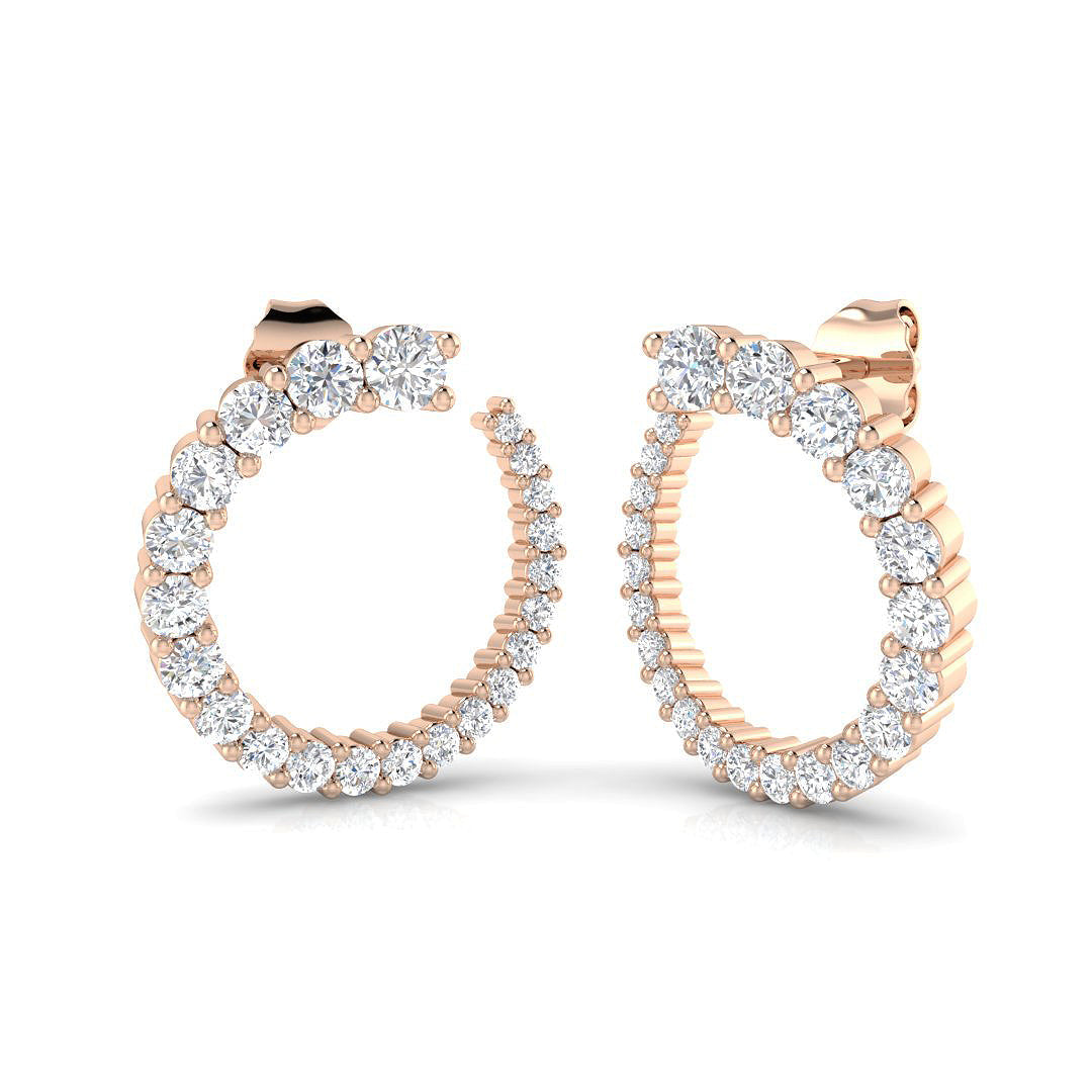 Luxury Cluster Prong Hoop Earrings in 10K/14K gold and platinum with certified lab-grown or natural diamonds