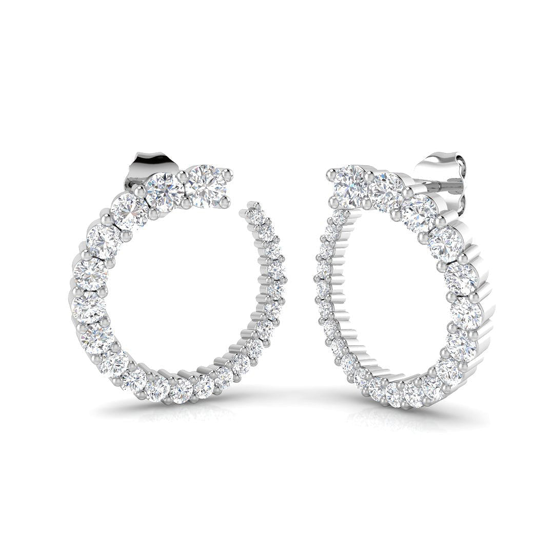 Luxury Cluster Prong Hoop Earrings in 10K/14K gold and platinum with certified lab-grown or natural diamonds